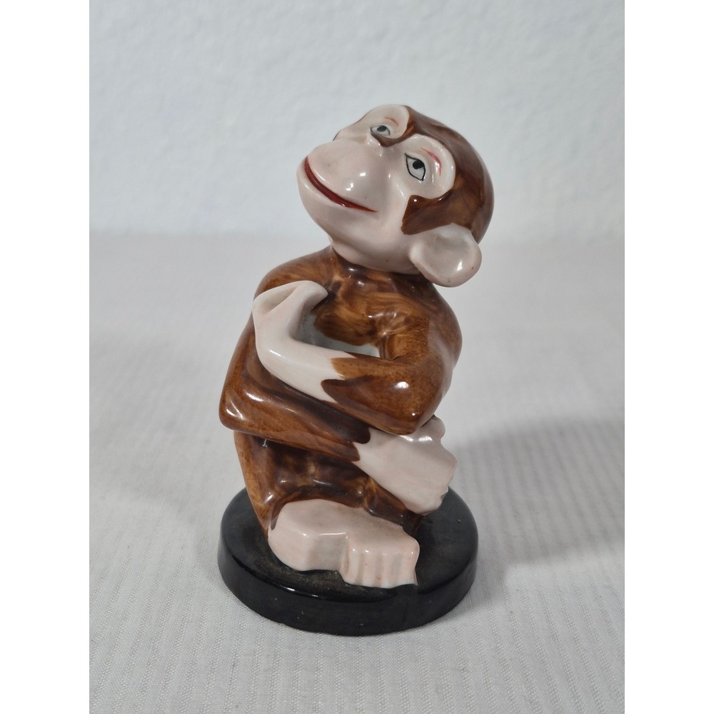 Vtg Germany Porcelain Brown Monkey Figurine Toothbrush Holder D.R.G.M.